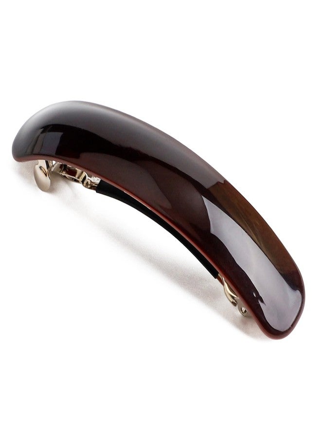 Sppry French Large Arc-shaped Adjustable Hair Clip Barrette for Women, Automatic Clasp (Dark Brown) - Image 1